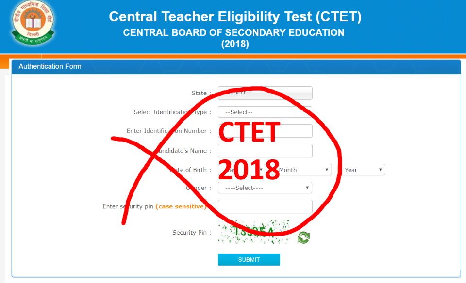 CTET 2018 Online Application